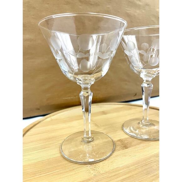 VTG Set of 2 Clear Carlton Champagne Glasses Martini Stem Libbey Glass Etched - Picture 10 of 16